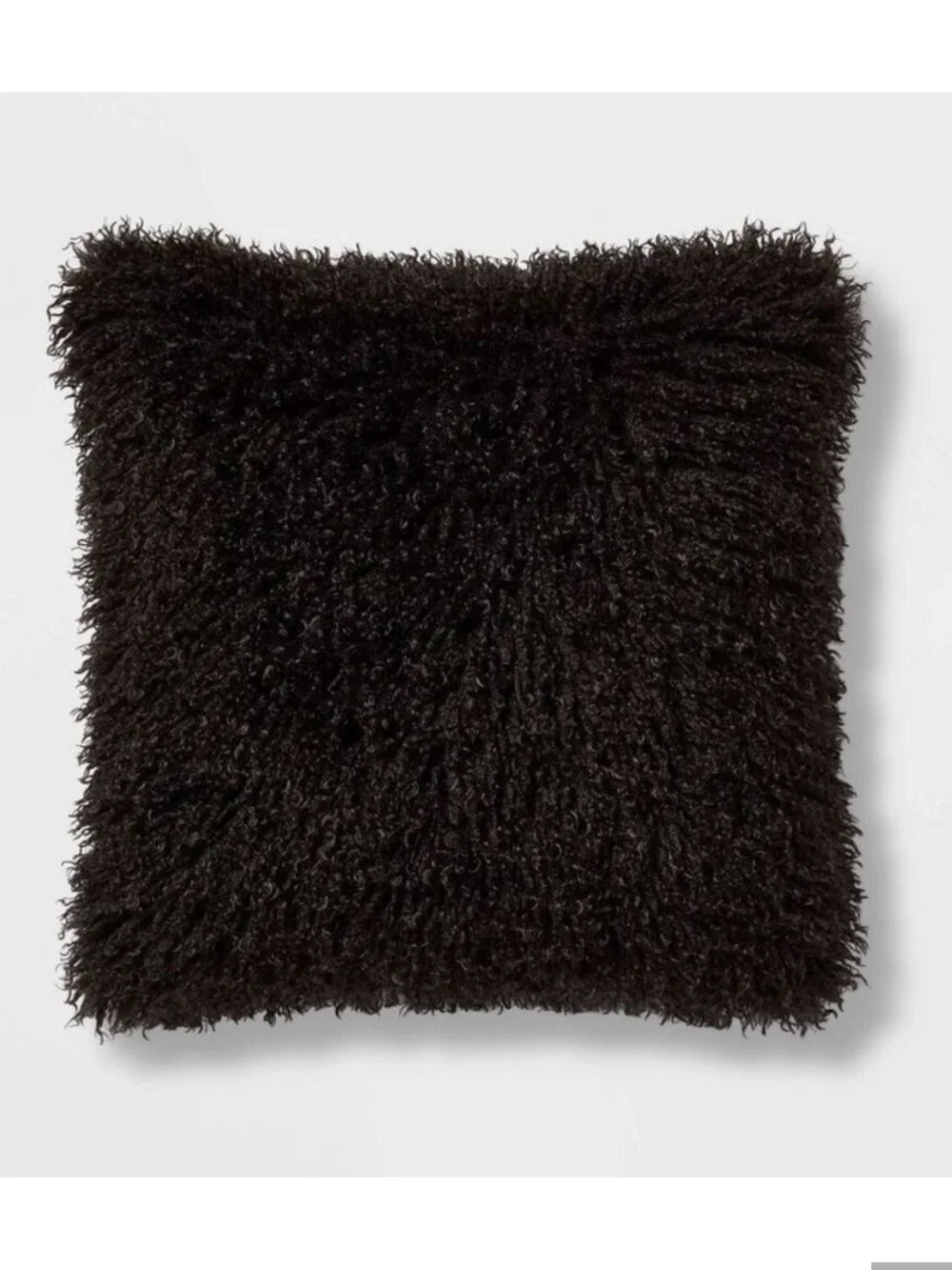 Threshold Black Faux Mongolian Fur Decorative Accent Pillow